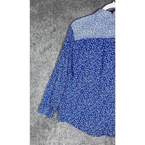 Eddie Bauer Classic Fit Floral Semi Sheer Crinkle Button Up Top Women Size PL - Picture 8 of 11